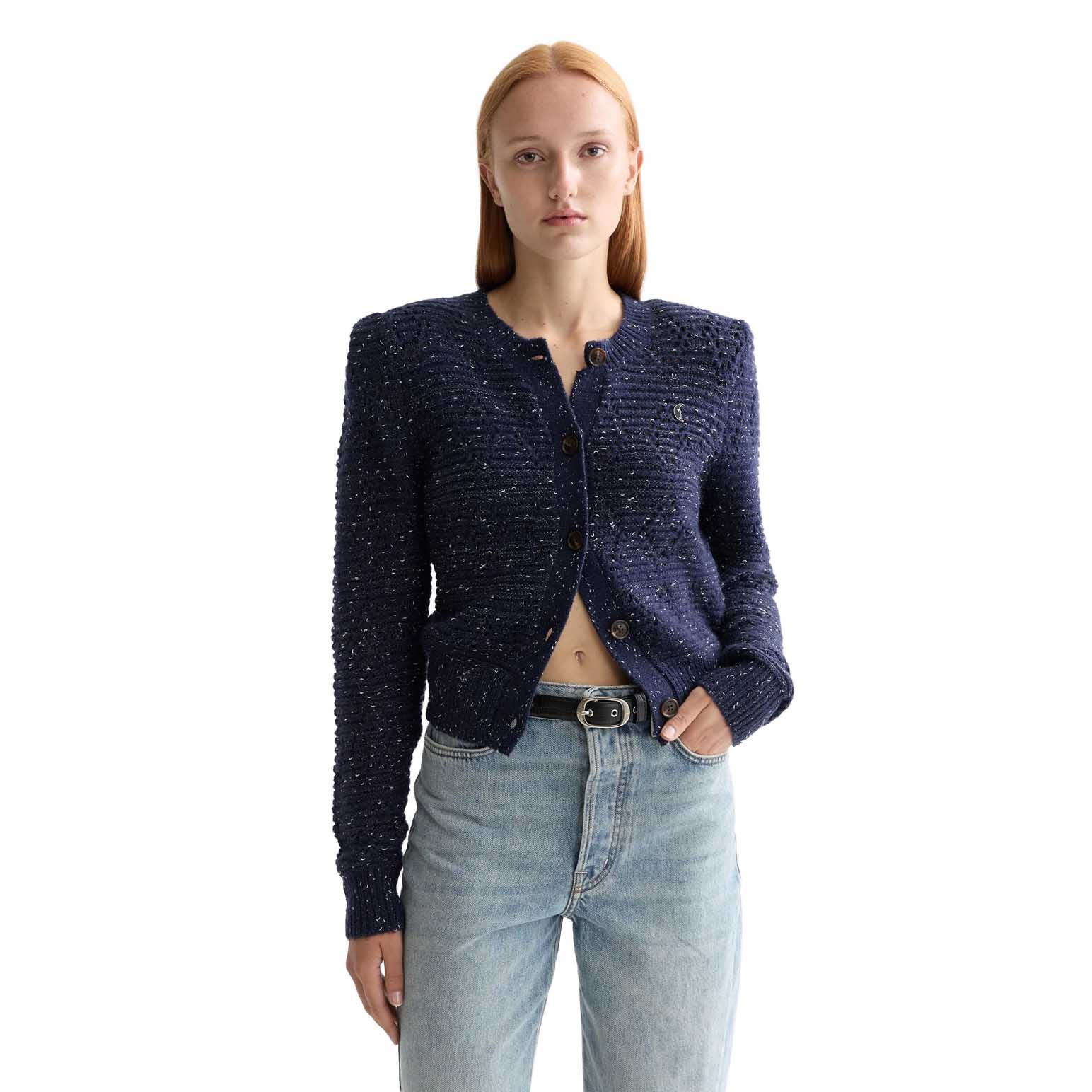 Scotch & Soda Metallic Crew Neck Cardigan